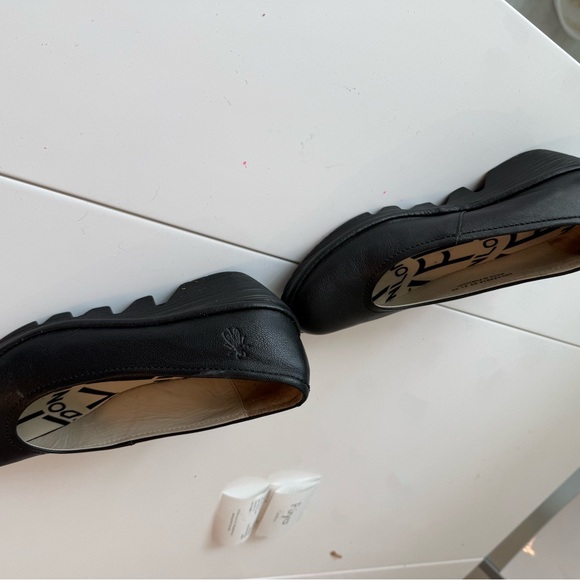 Fly London Black Leather Slip-On Shoes - Picture 2 of 3